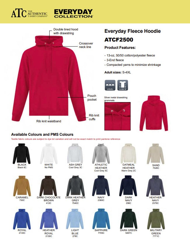 ATC Everyday Fleece Hoodie ATCF2500 - Blackfalds Pirates Softball