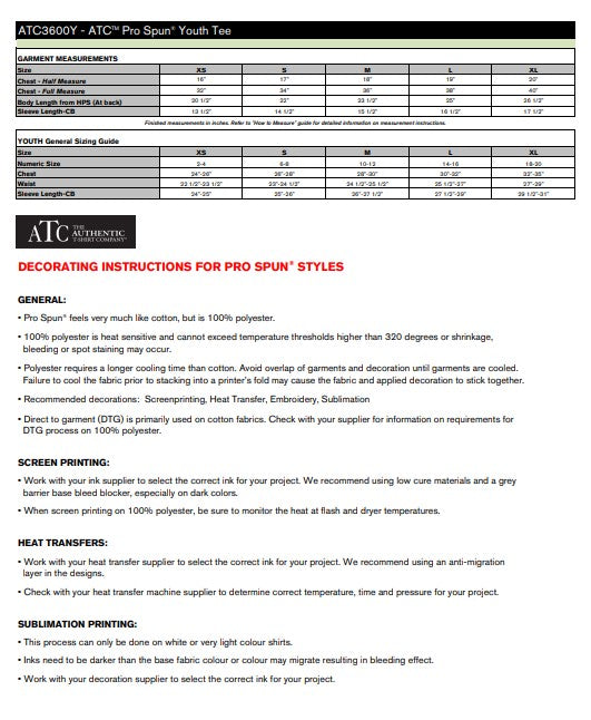 ATC Pro Spun Youth Tee - ATC3600Y - Spruce View
