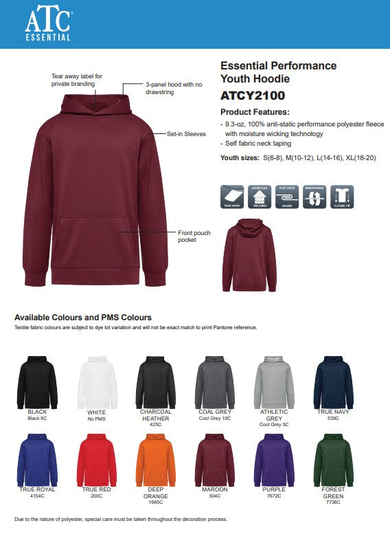 ATC Essential Performance Youth Hoodie - ATCY2100 - Spruce View