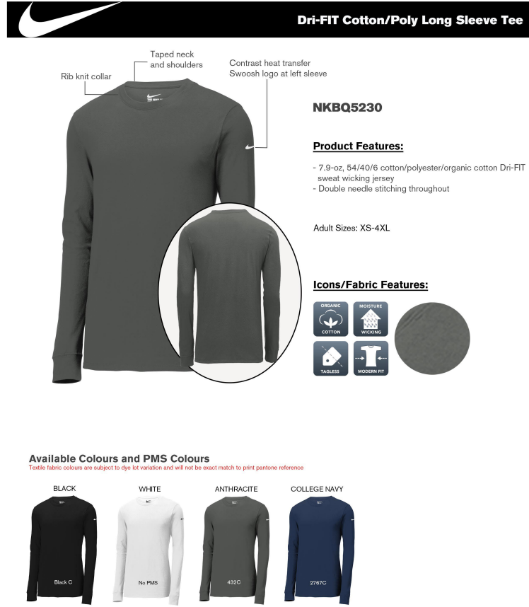 Borealis Nike Dri-Fit Long Sleeve Tee - NKBQ5230