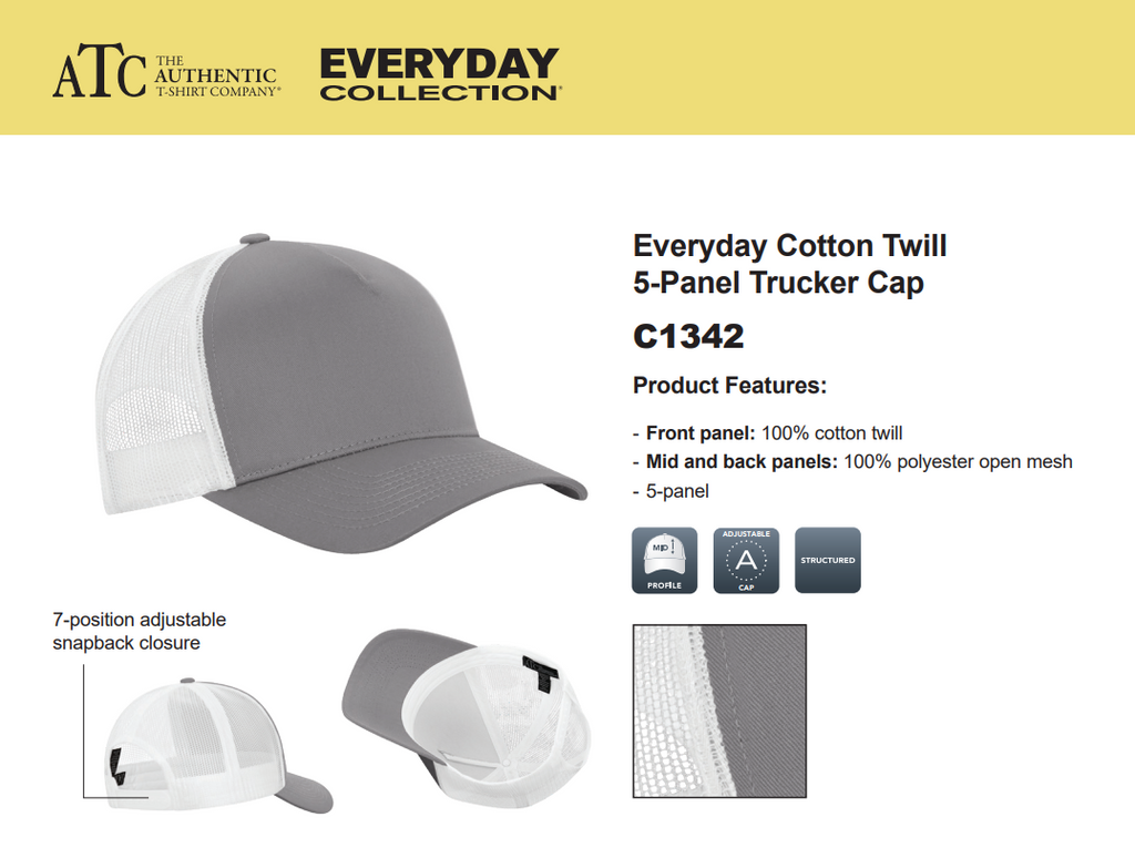 ATC™ EVERYDAY COTTON TWILL 5-PANEL TRUCKER CAP - C1342 - Sylvan Lake