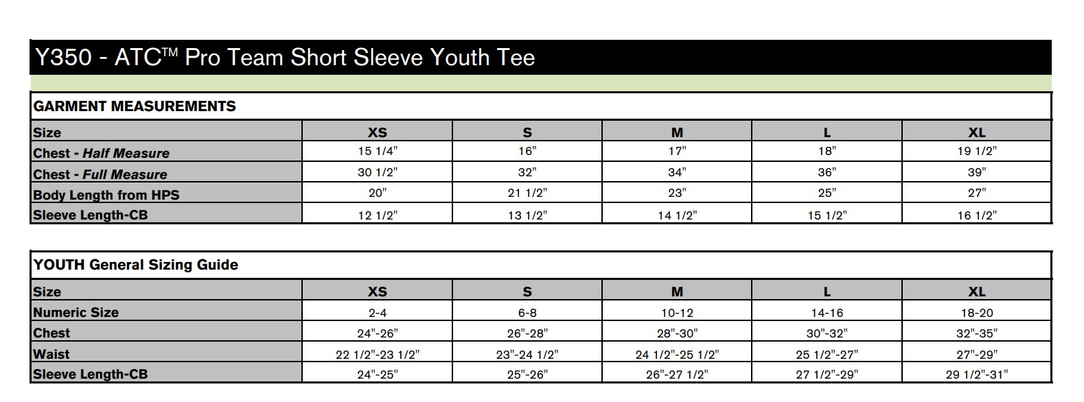 ATC™ PRO TEAM SHORT SLEEVE YOUTH TEE - Y350 - Sylvan Lake
