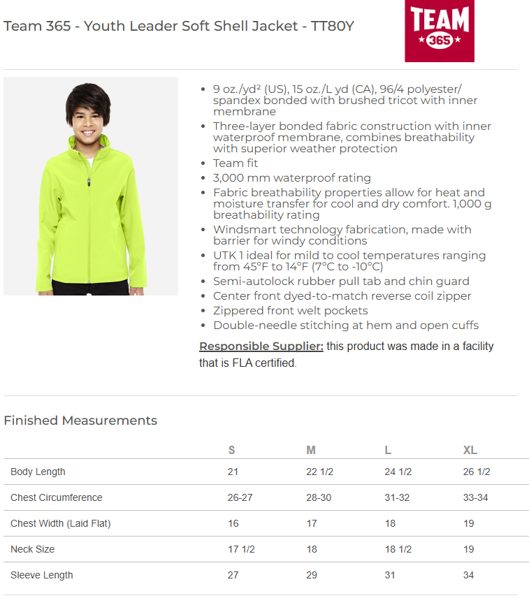 Youth Soft Shell Jacket - TT80Y - Rose City