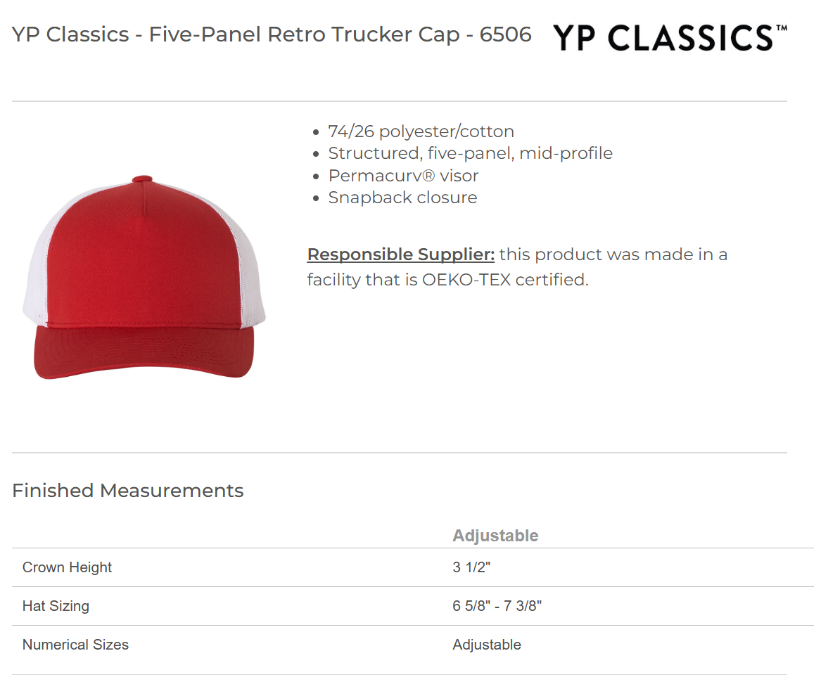 Five-Panel Retro Trucker Cap - 6506 - Rose City