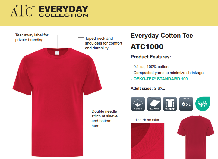 ATC™ EVERYDAY COTTON TEE - ATC1000 - Lynx