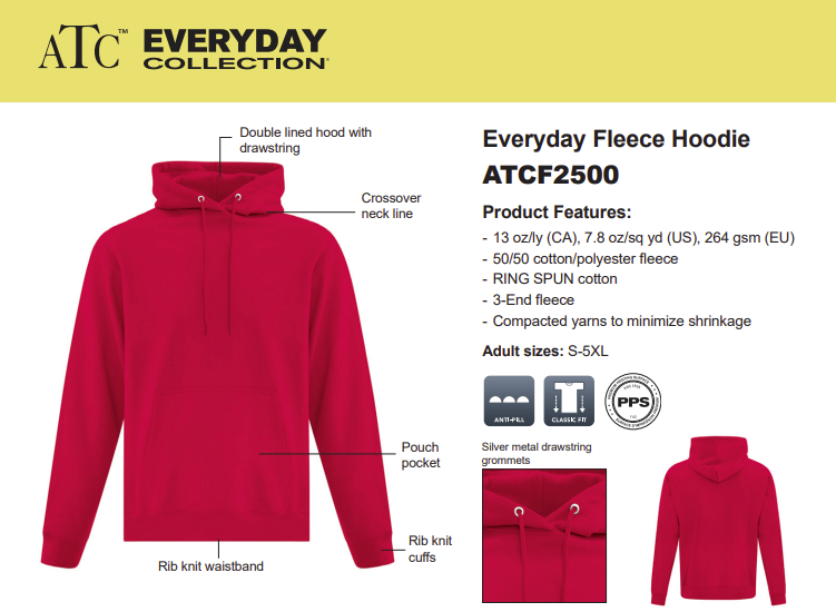 Adult Everyday Fleece Hoodie - ATCF2500 - Rose City