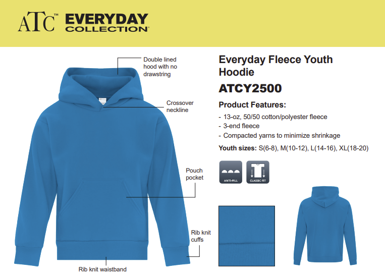 Youth Everyday Fleece Hoodie - ATCY2500 - Rose City